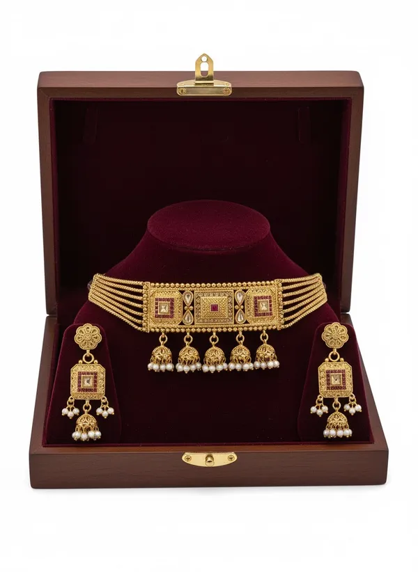 Gold_Emerald_Majesty_Kundan_Choker_Set_For_Women